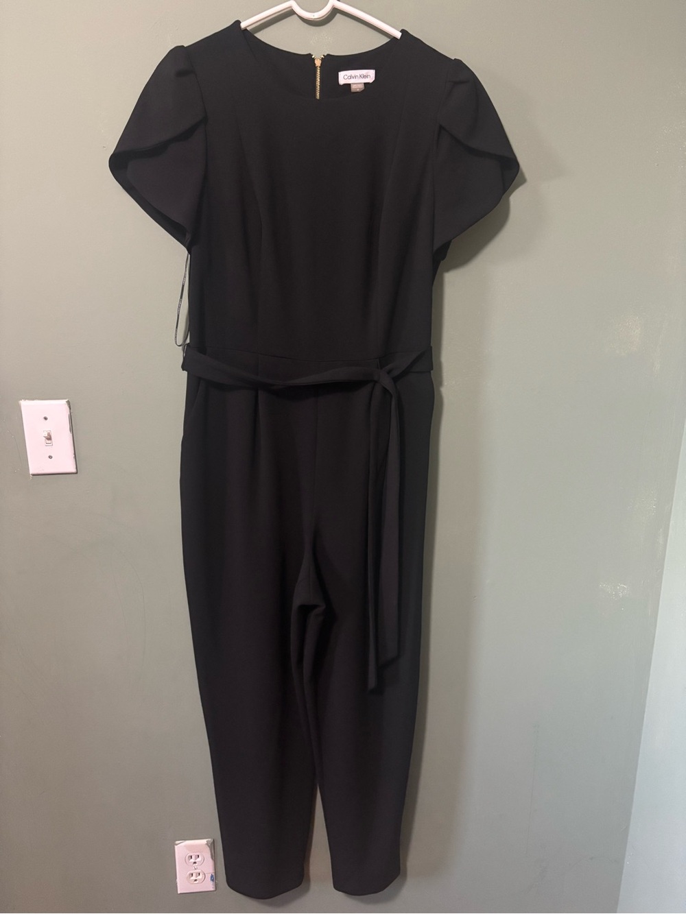 Calvin Klein Black Self-Tie Sleeve Jumpsuit